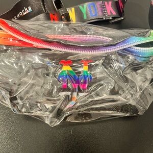 MLB NY New York Mets Baseball Clear Fanny Pack with Rainbow Accents Unisex Pride
